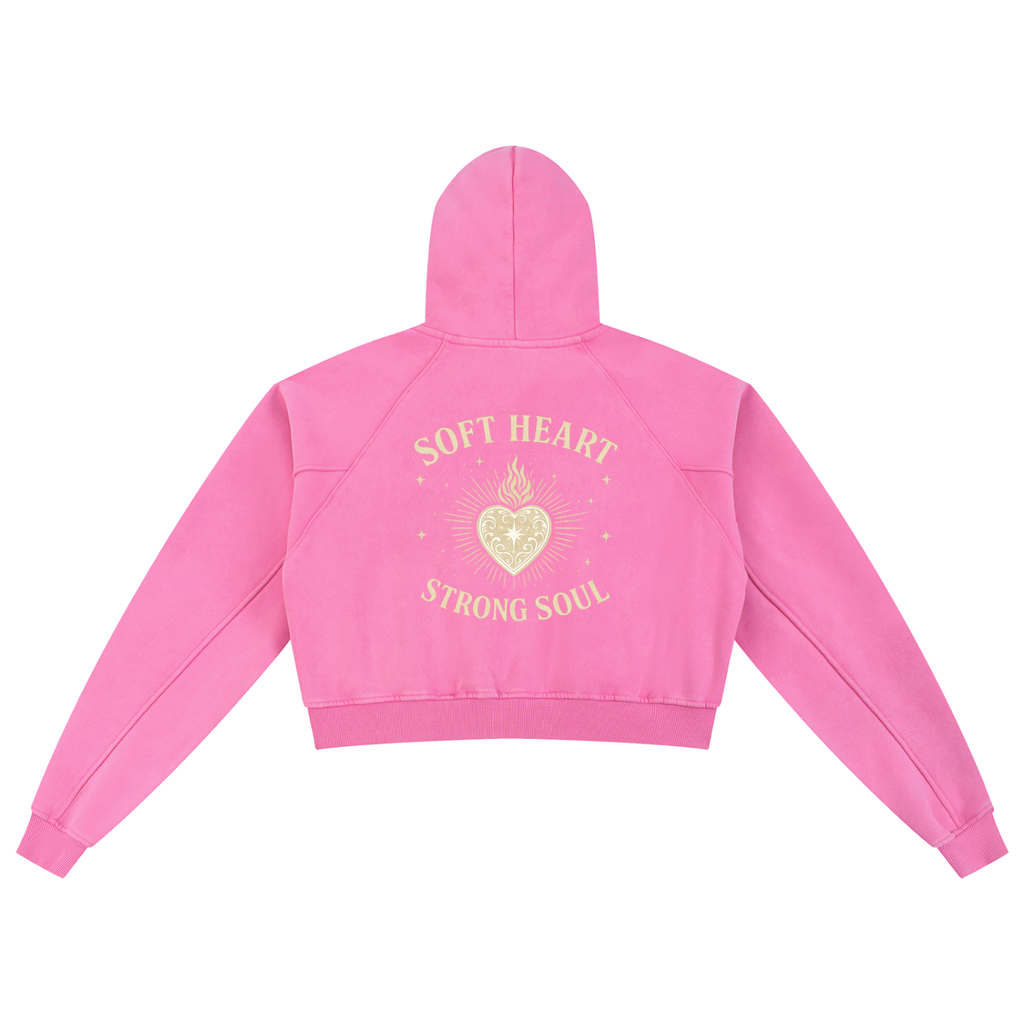 Soft Heart • Strong Soul Washed Cropped Hoodie