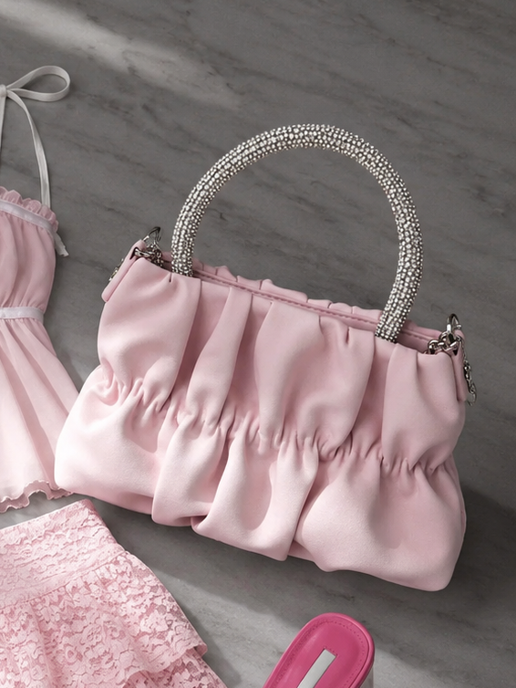 Ruched Chain Crossbody Bag