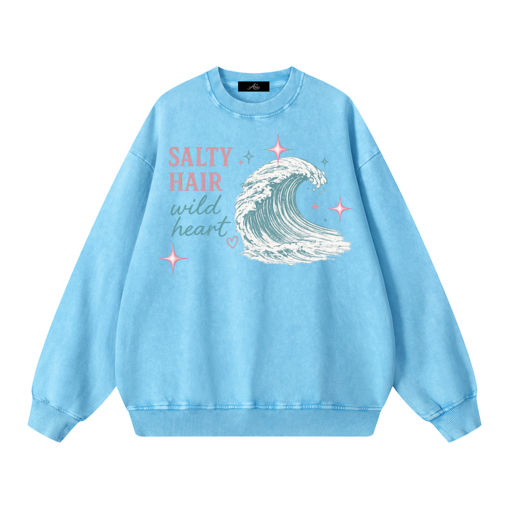 Pure Cotton Salty Hair, Wild Heart Oversize Sweatshirt
