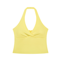 Lemon Sorbet Ruched Halter Yoga Tank Top