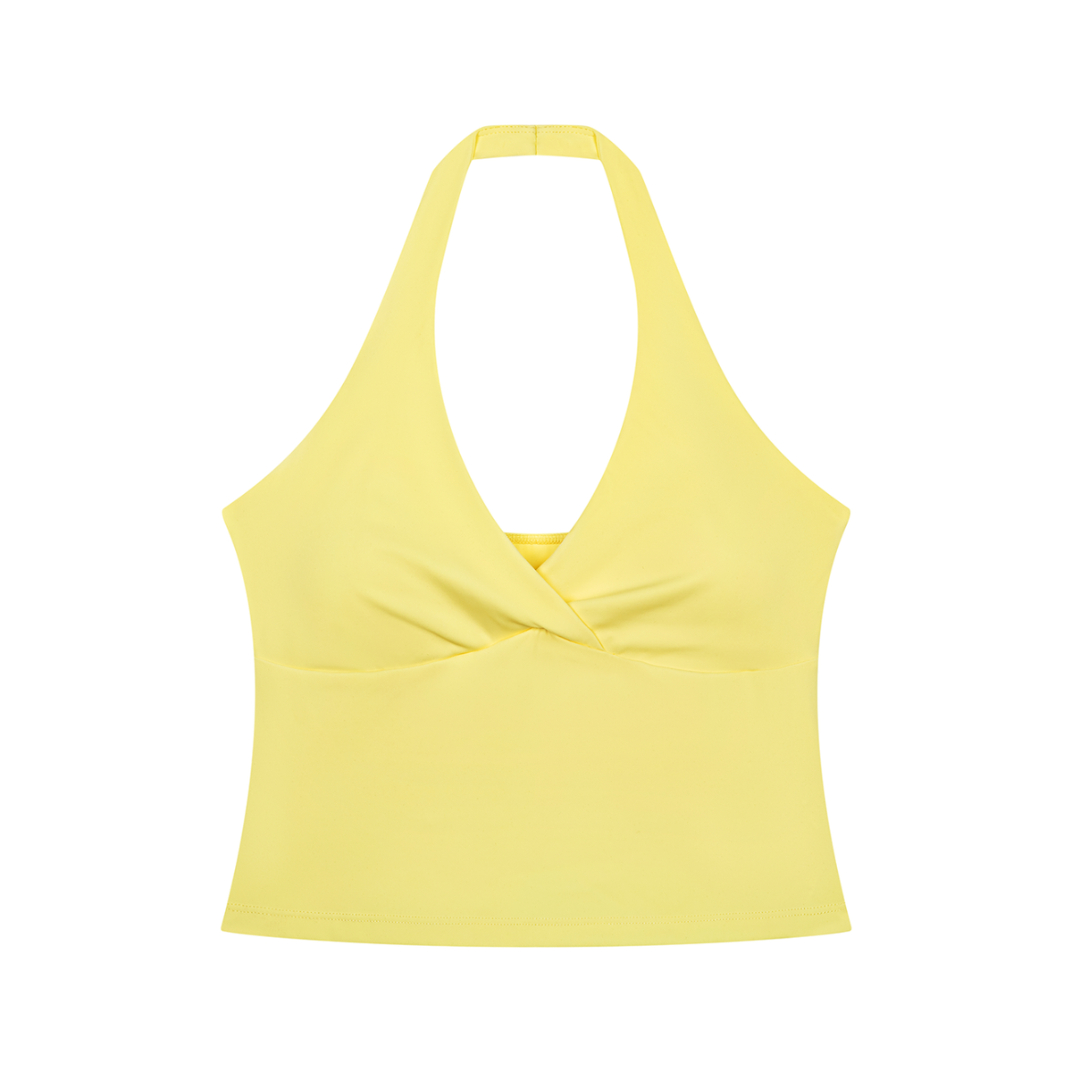 Lemon Sorbet Ruched Halter Yoga Tank Top