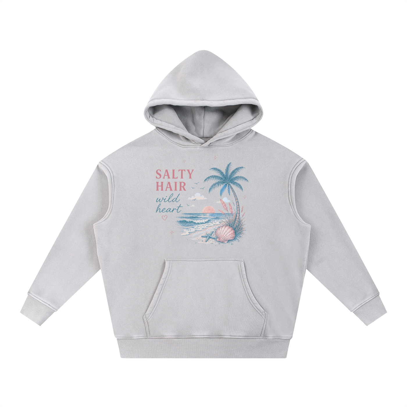 SALTY HAIR, wild heart  Fleece Oversize Hoodie