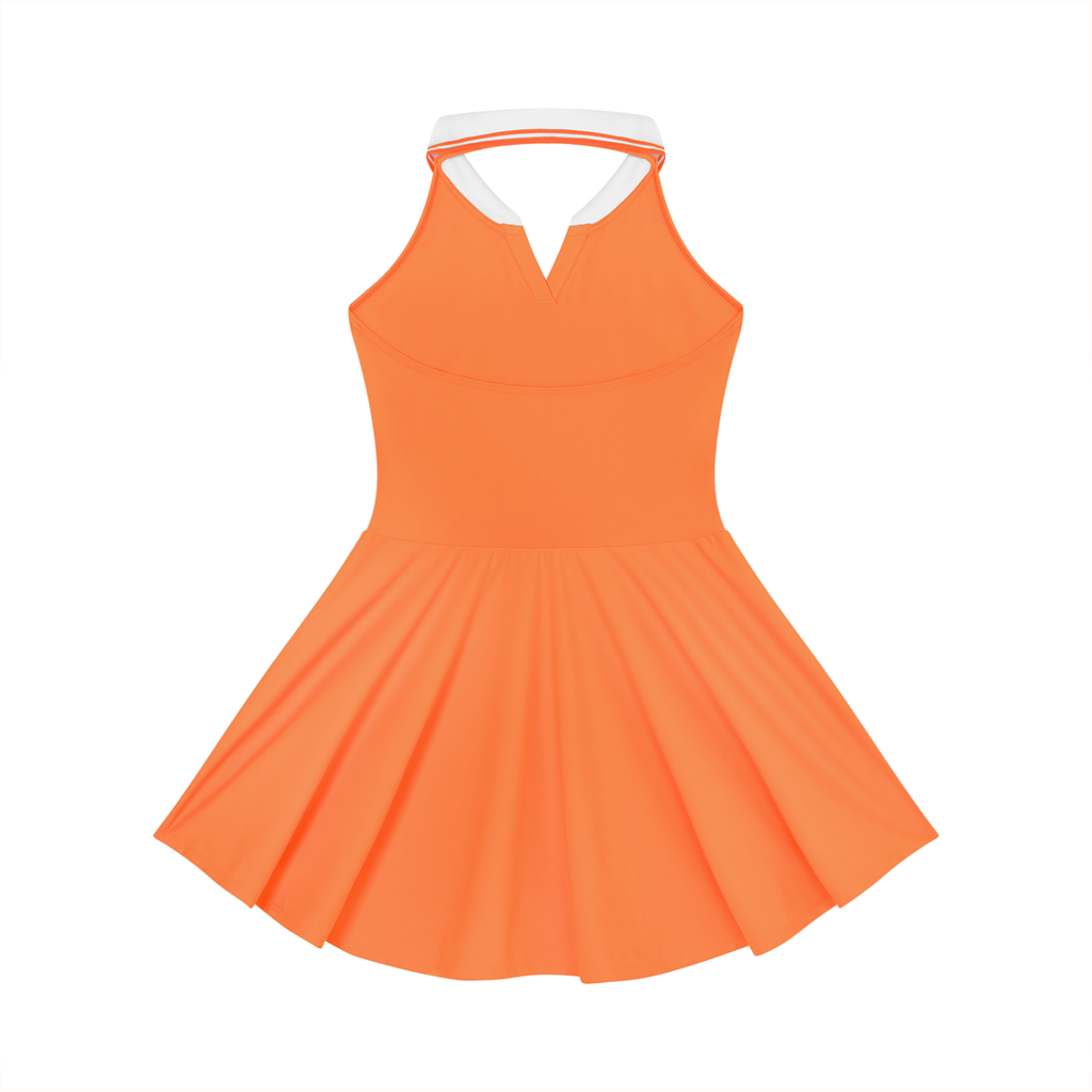Sunburst Orange Halter A-Line Tennis Dress