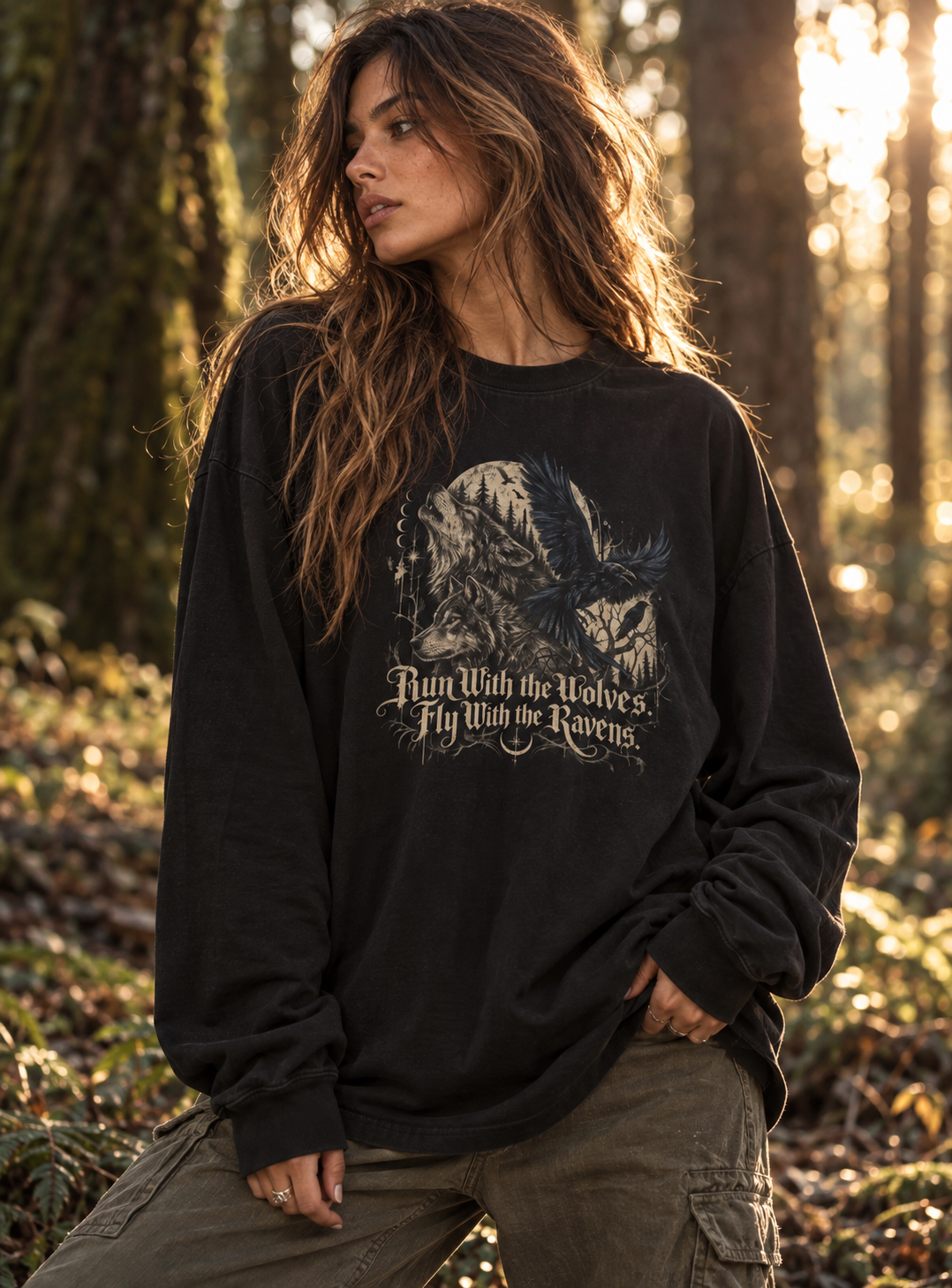 Run with Wolves  Oversize Long Sleeve T-Shirt