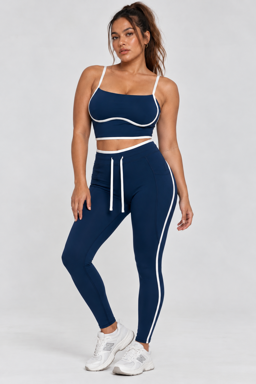 Navy Piping Leggings