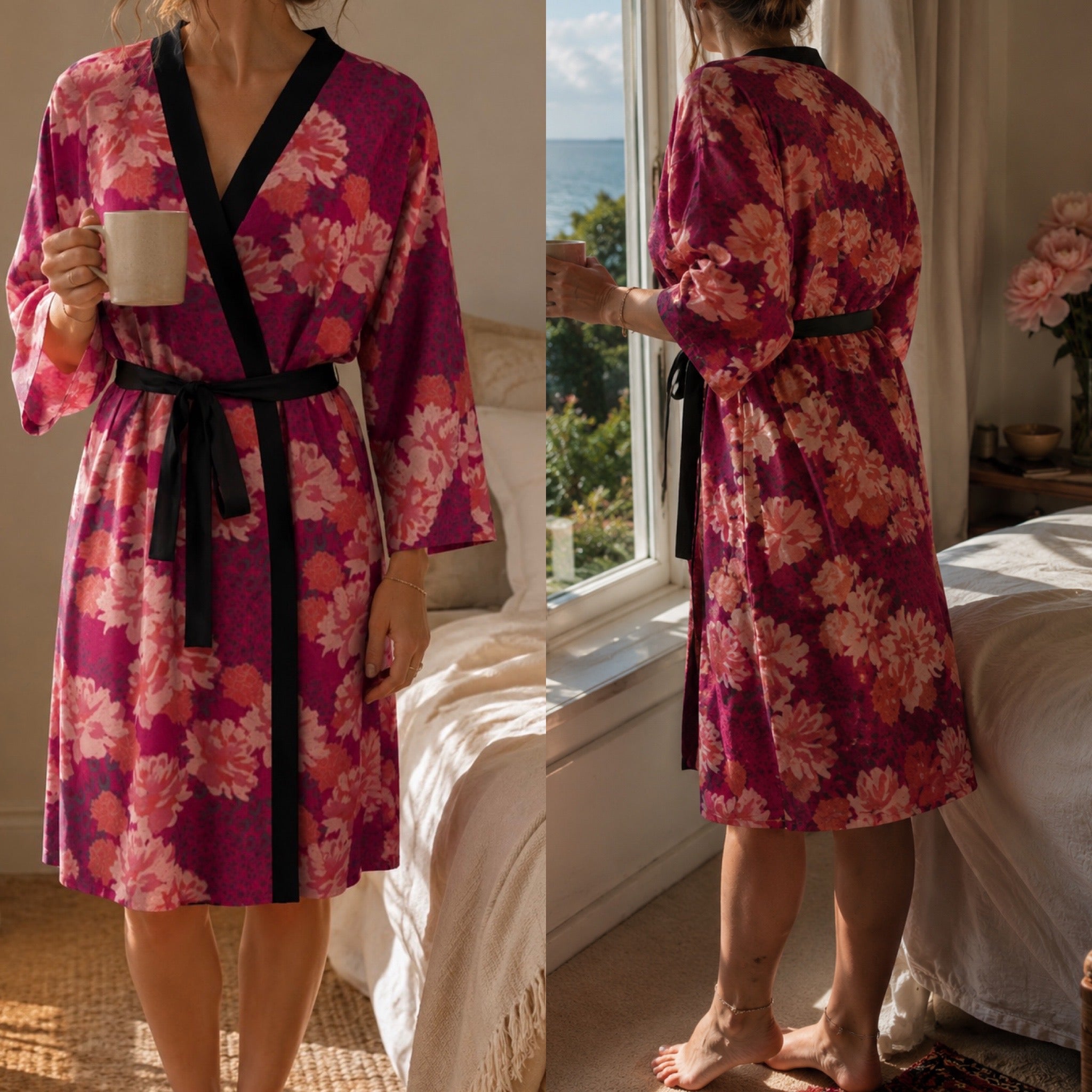 Leopard Peony Kimono