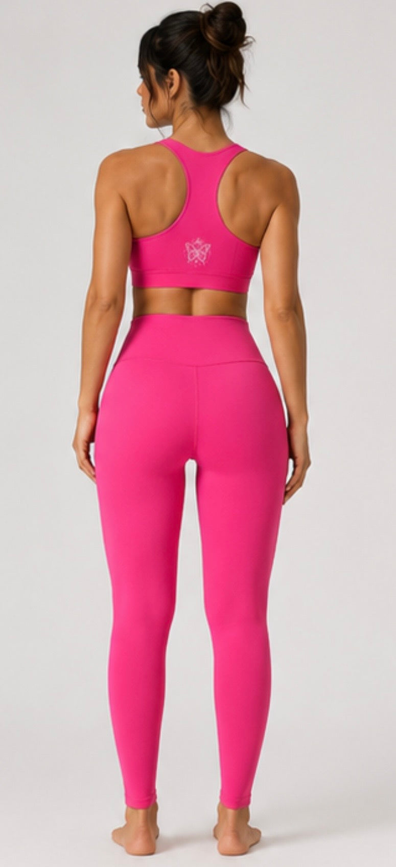 Butterfly Rose Pink High-Waisted Ankle Length Yoga Leggings