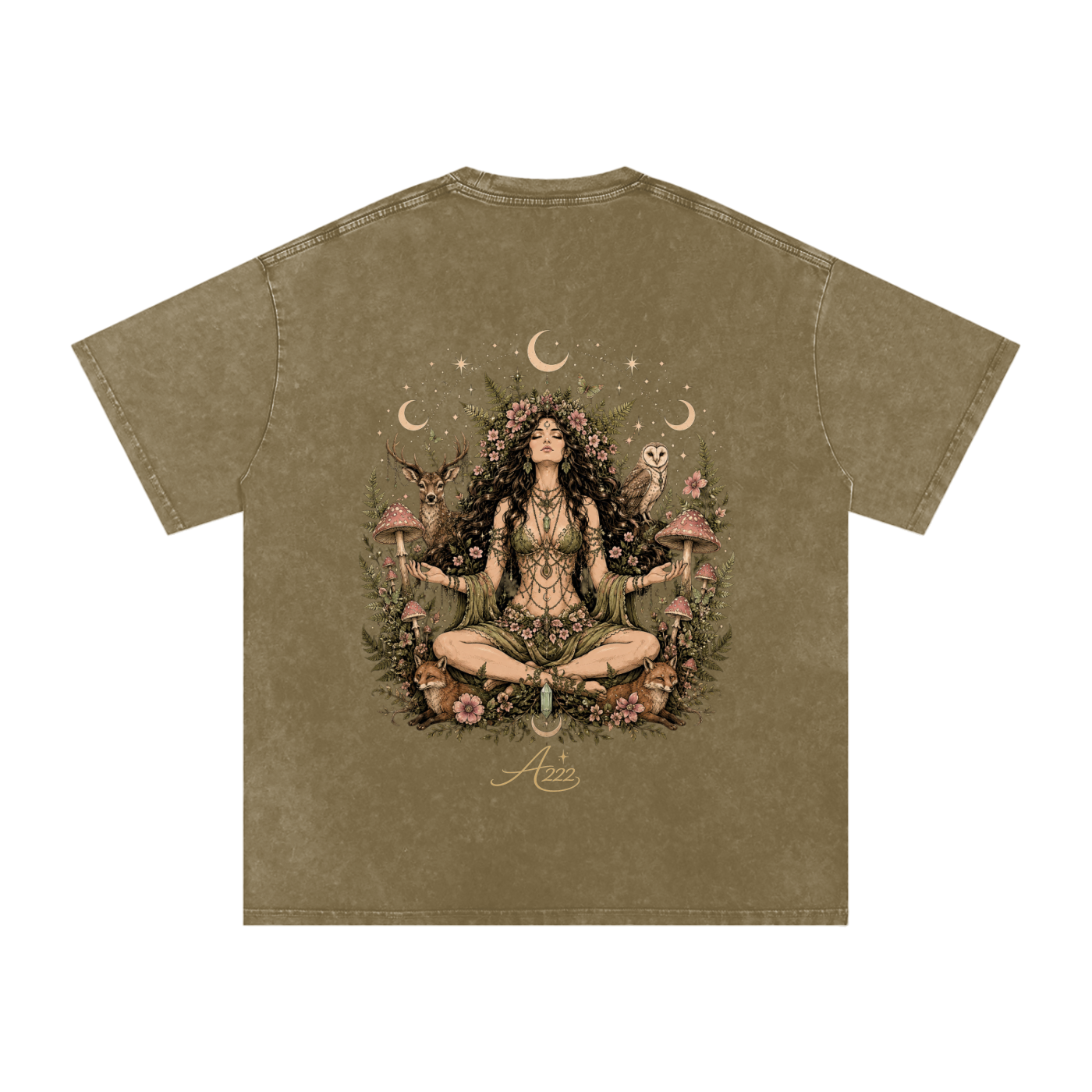 Pure Cotton Forest Goddess Washed Oversized T-Shirt