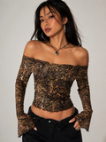Leopard Print Off-Shoulder Top