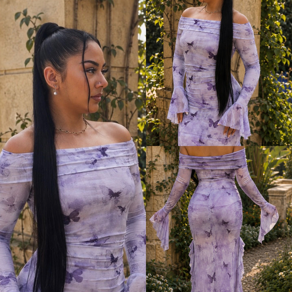 Purple Butterfly Mermaid Dress