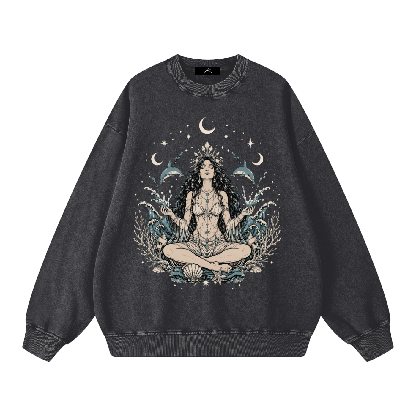 Pure Cotton Ocean Goddess Oversized Sweatshirt
