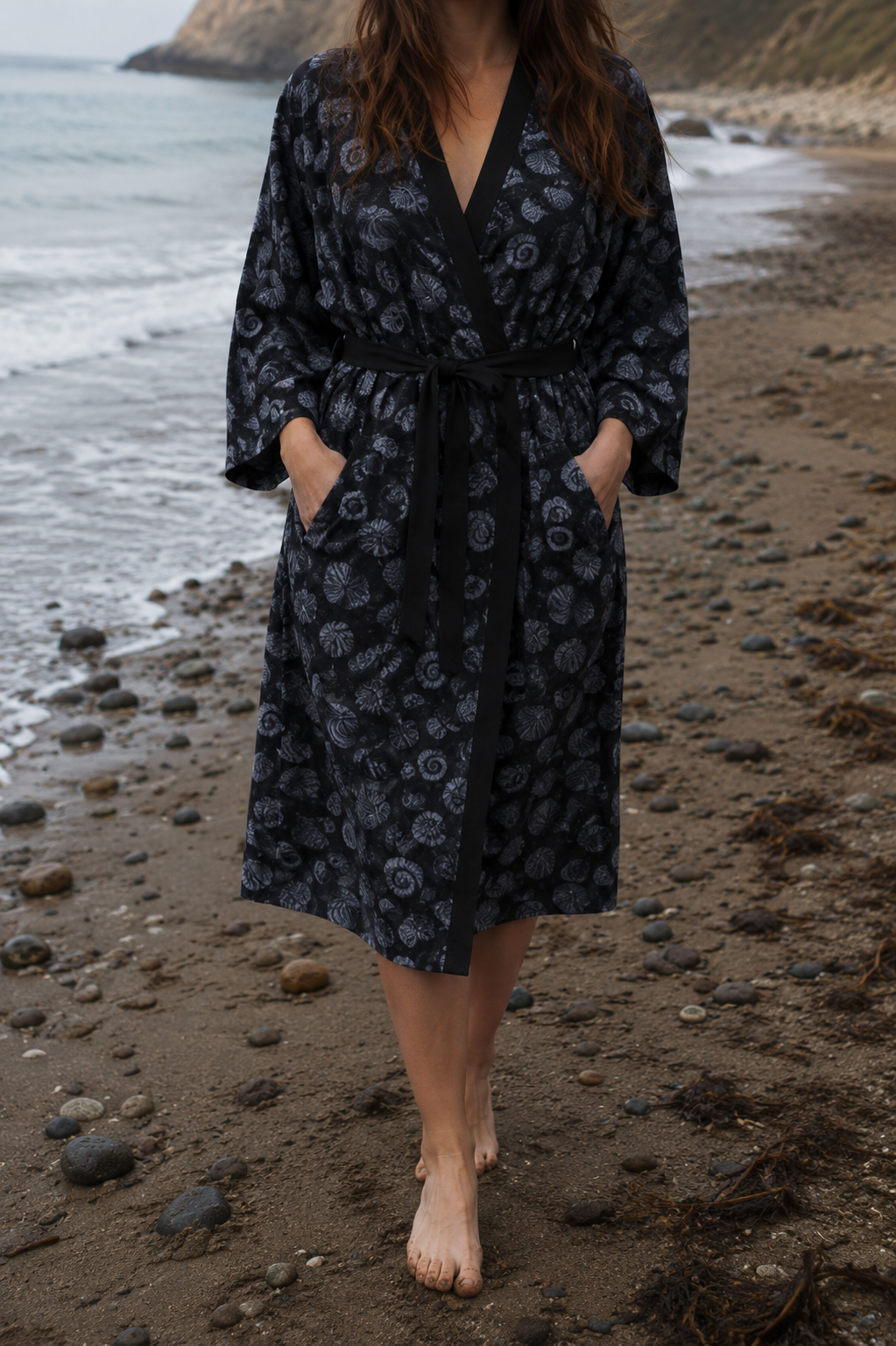 Navy Shell Kimono