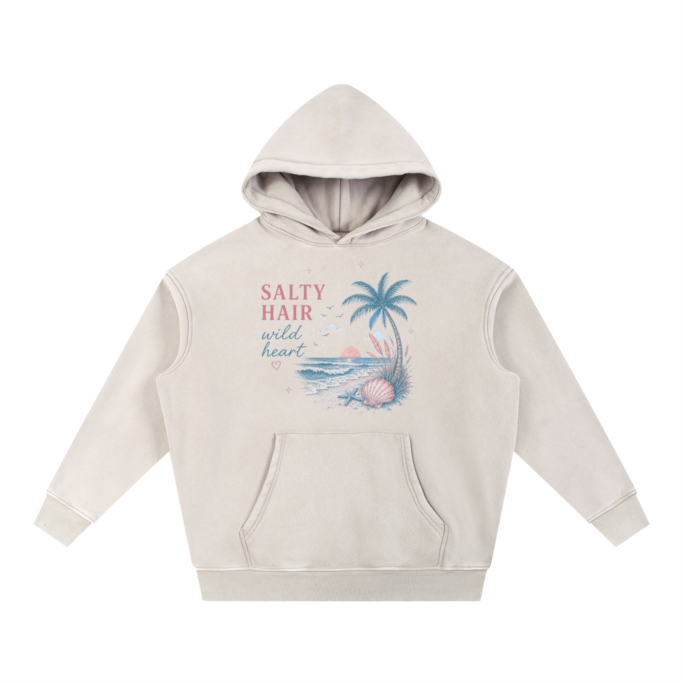 SALTY HAIR, wild heart  Fleece Oversize Hoodie