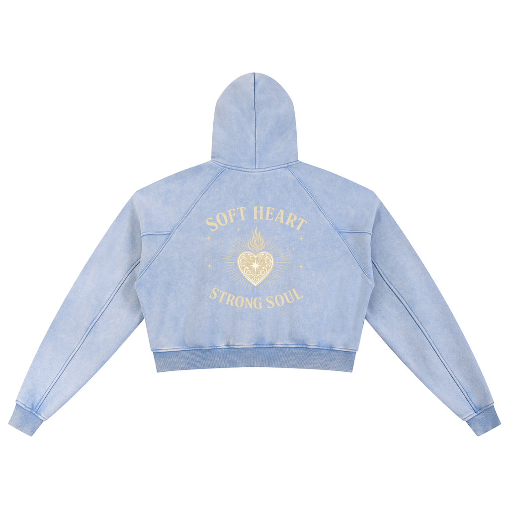 Soft Heart • Strong Soul Washed Cropped Hoodie