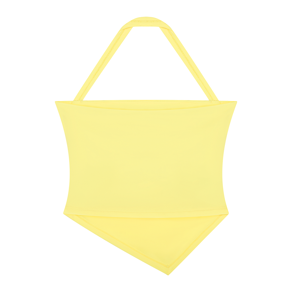 Lemon Sorbet 🍋 Ruched Halter Neck Yoga Tank Top