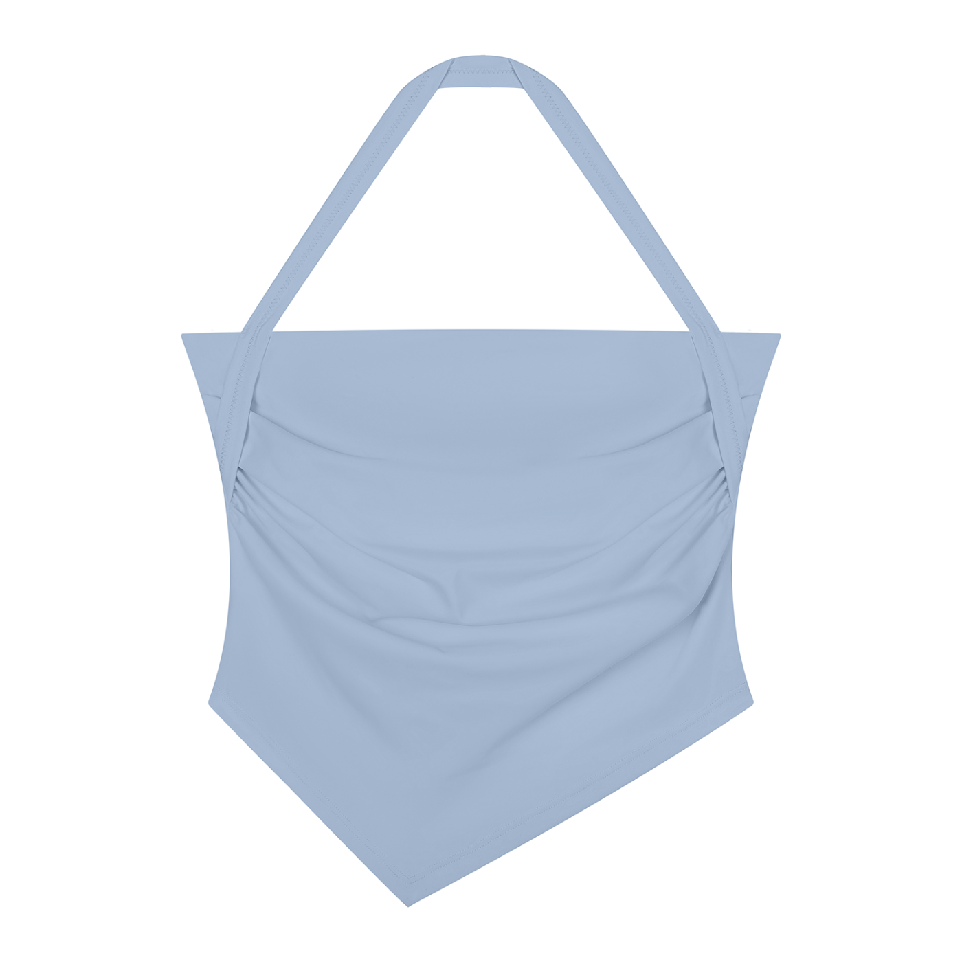 Haze Blue Ruched Halter Neck Yoga Tank Top