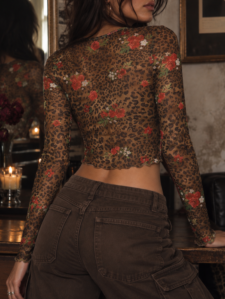 Wild Rose Floral Mesh Top