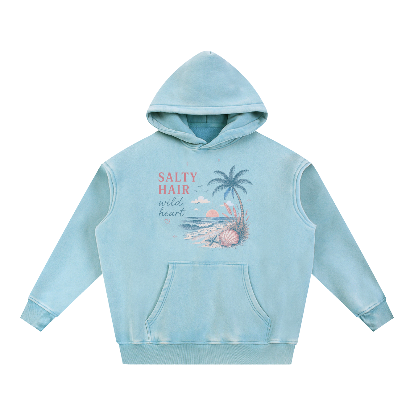 SALTY HAIR, wild heart  Fleece Oversize Hoodie