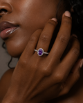 925 Sterling Silver 1 Carat Purple Moissanite Ring