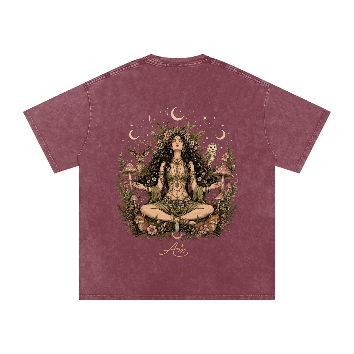 Pure Cotton Forest Goddess Washed Oversized T-Shirt