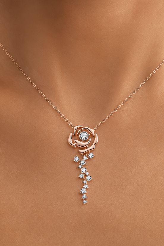 925 Sterling Silver 18K Rose Gold-Plated Pendant Necklace