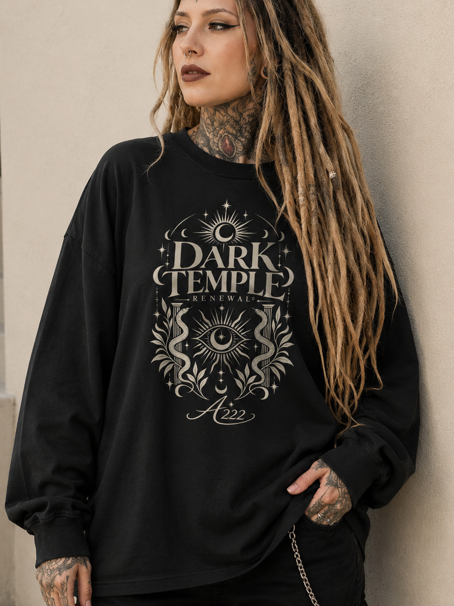 Dark Temple Renewal Oversized Pure Cotton Long Sleeve T-Shirt