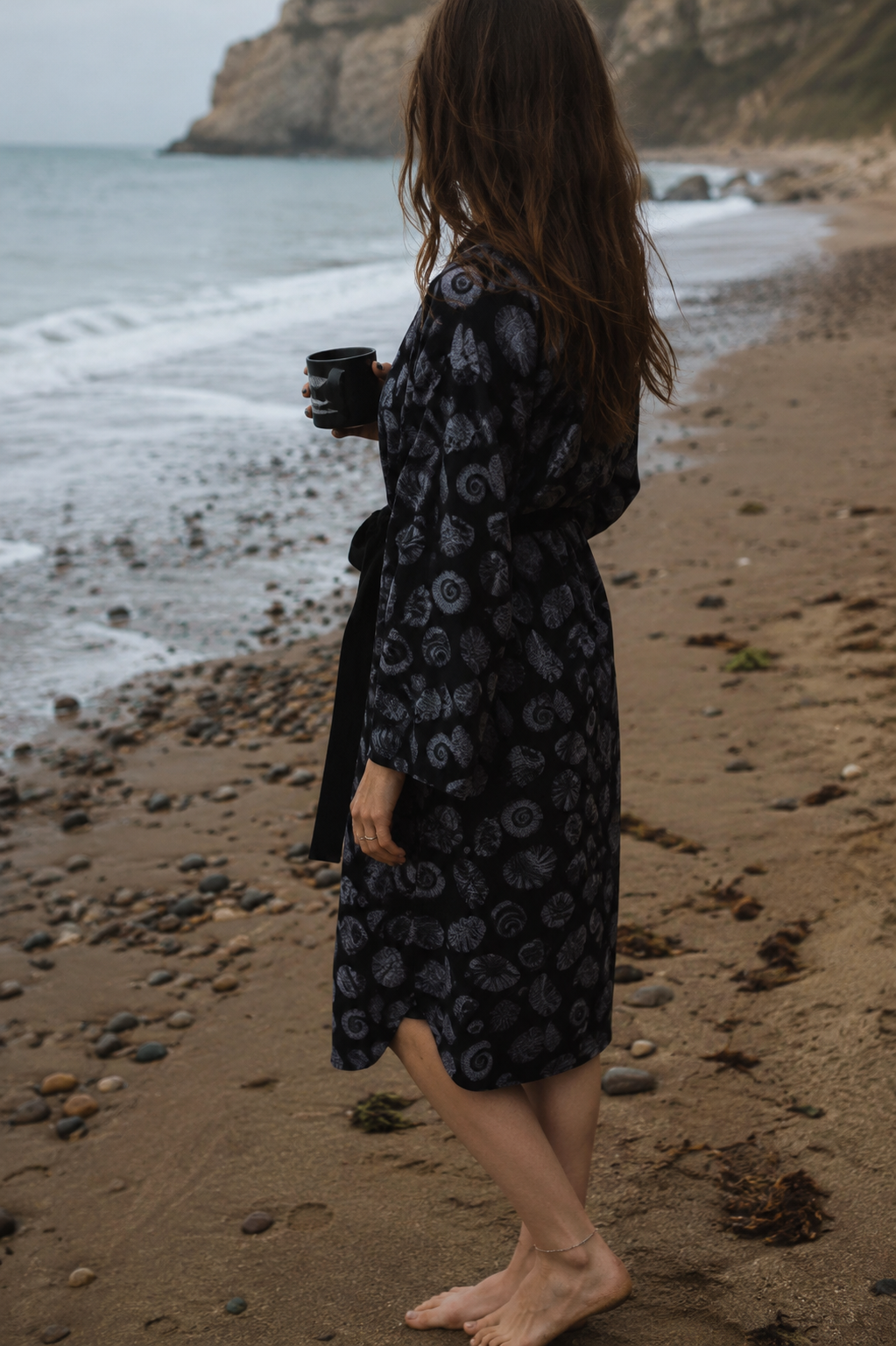 Navy Shell Kimono