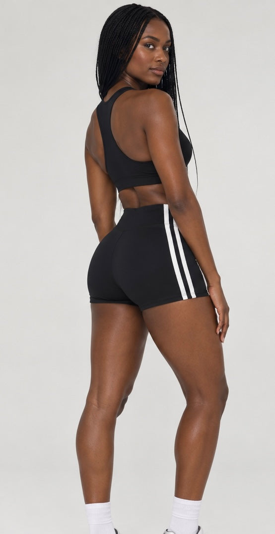 High-Waist Stripe Yoga Shorts