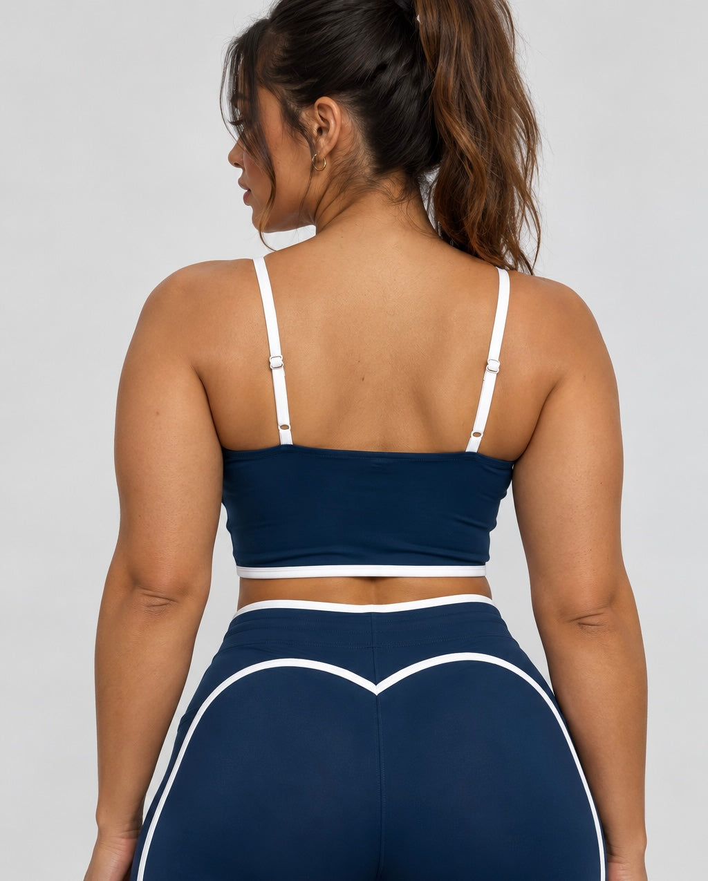Navy Piping Sports Bra