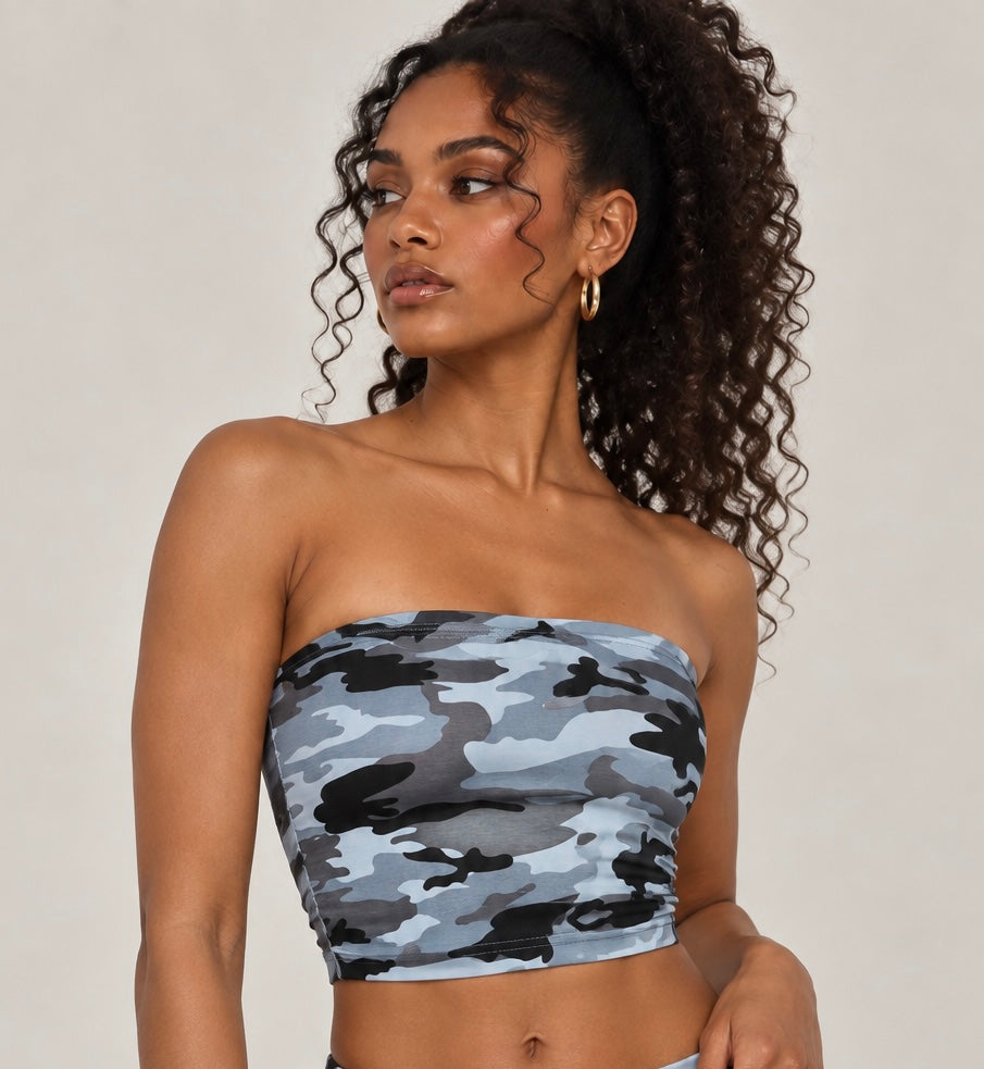 Camo Cropped Tube Top
