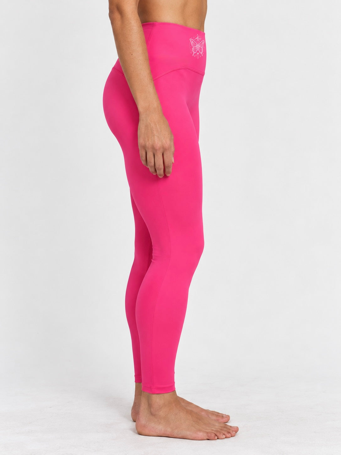 Butterfly Rose Pink High-Waisted Ankle Length Yoga Leggings