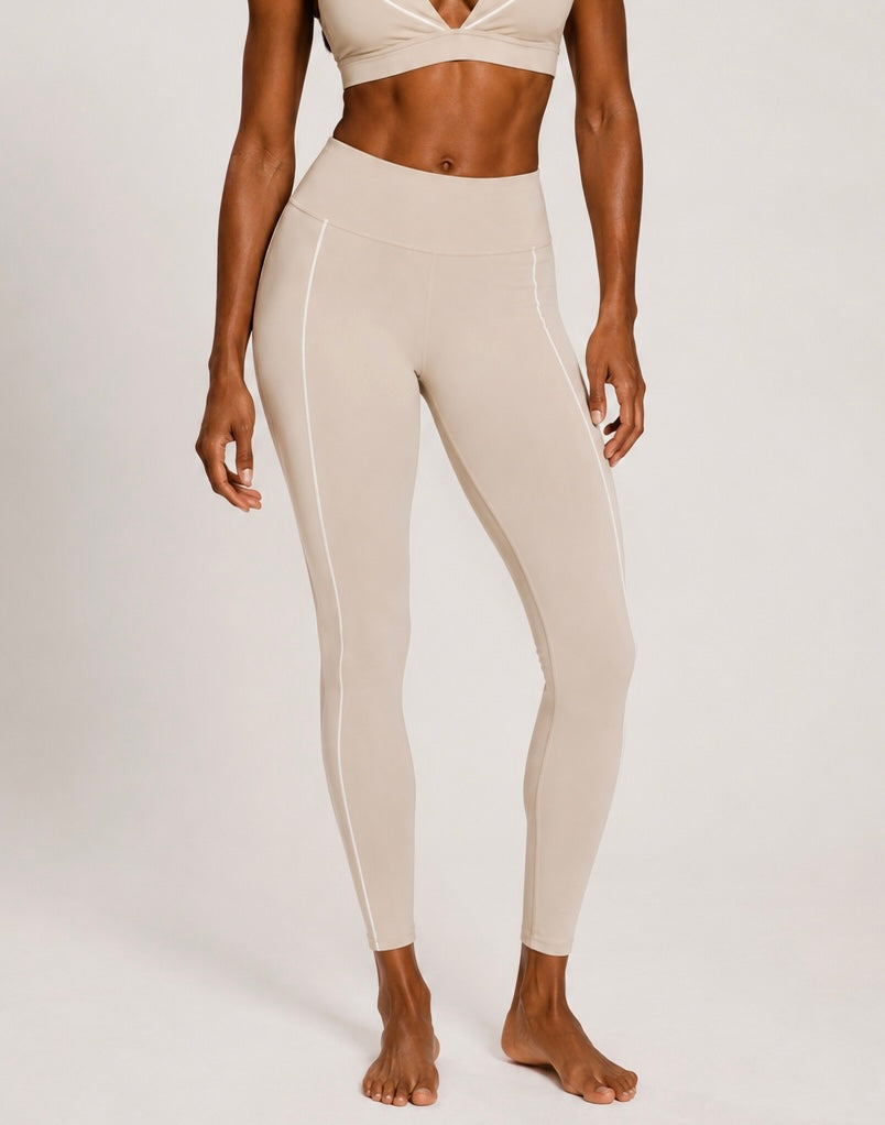 Nude High-Waist Tapered Leggings