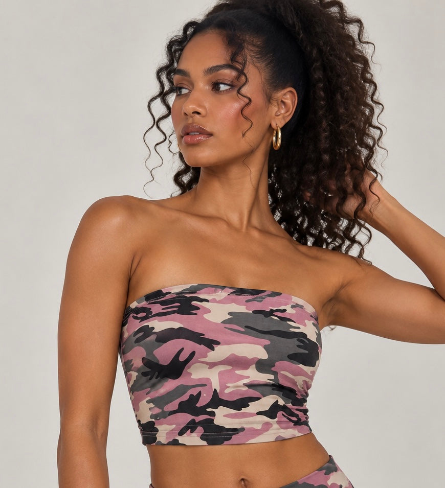 Camo Cropped Tube Top