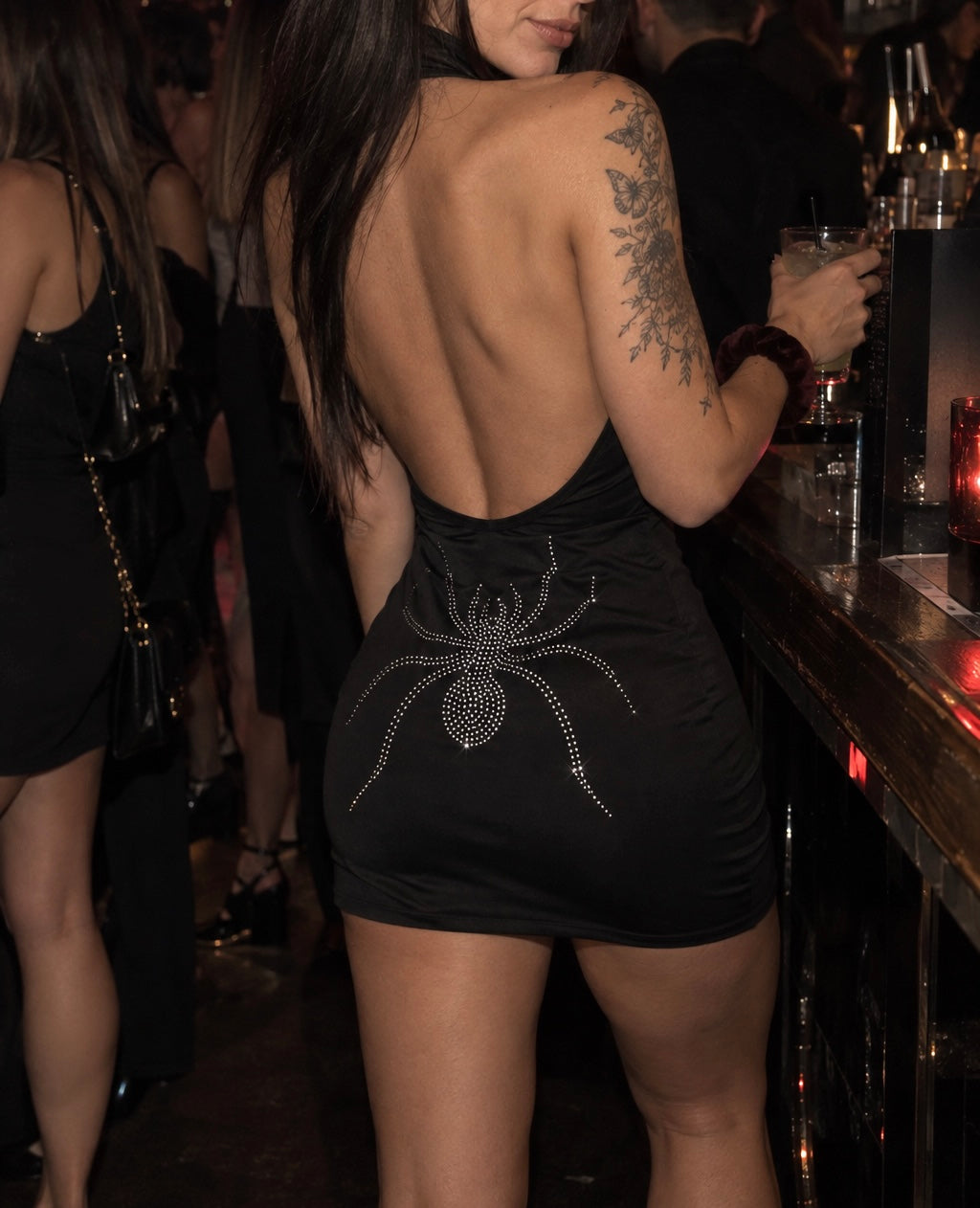 Hecate Rhinestone Halter Dress 🕷️