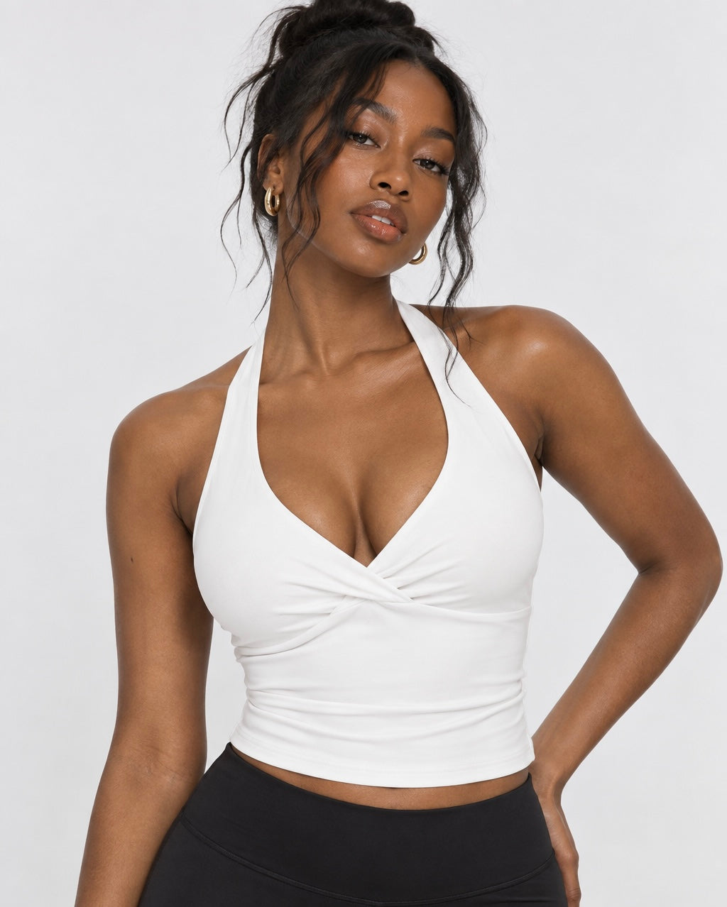 Alignment Ruched Halter Active Tank