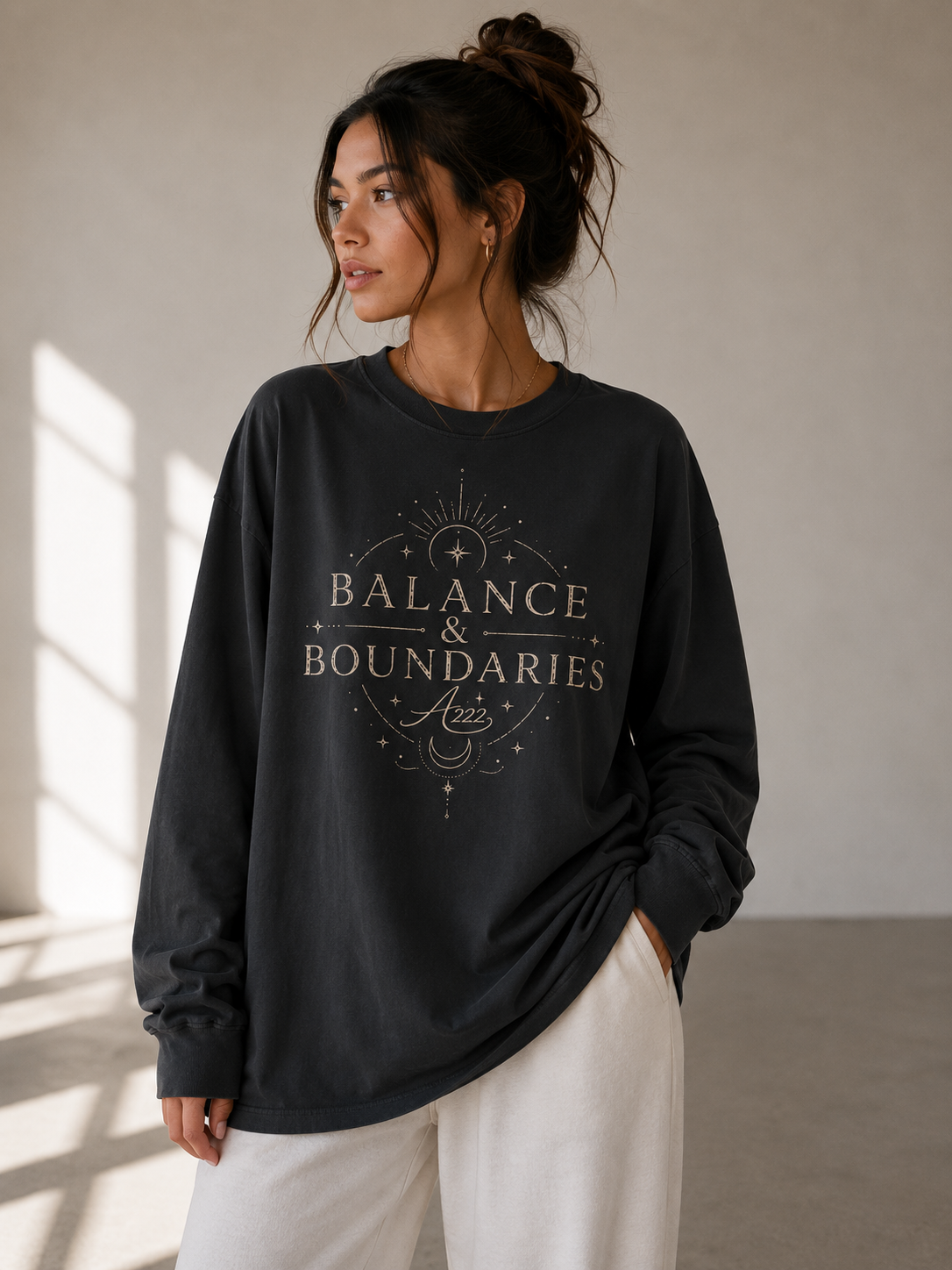 Balance & Boundaries Pure Cotton Oversize Long Sleeve T-Shirt