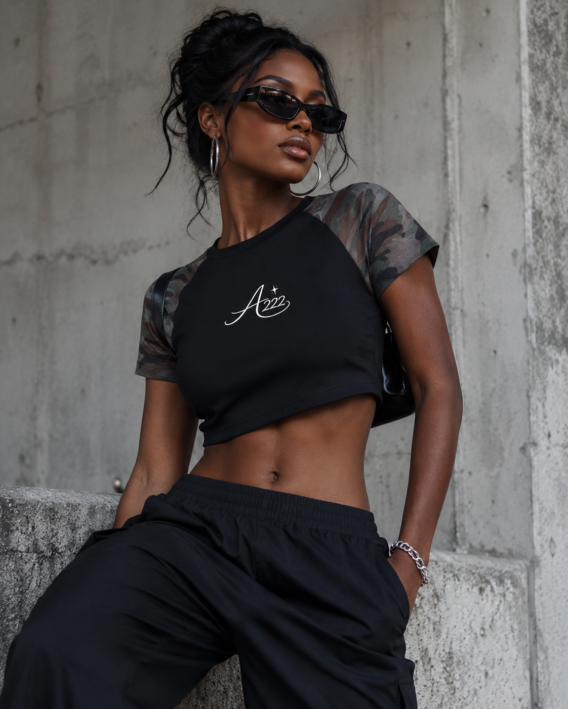Camo Pure Cotton Crop T-Shirt