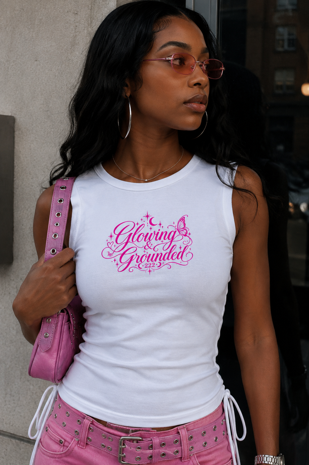 Glowing & Grounded 💖Drawstring Tank Top