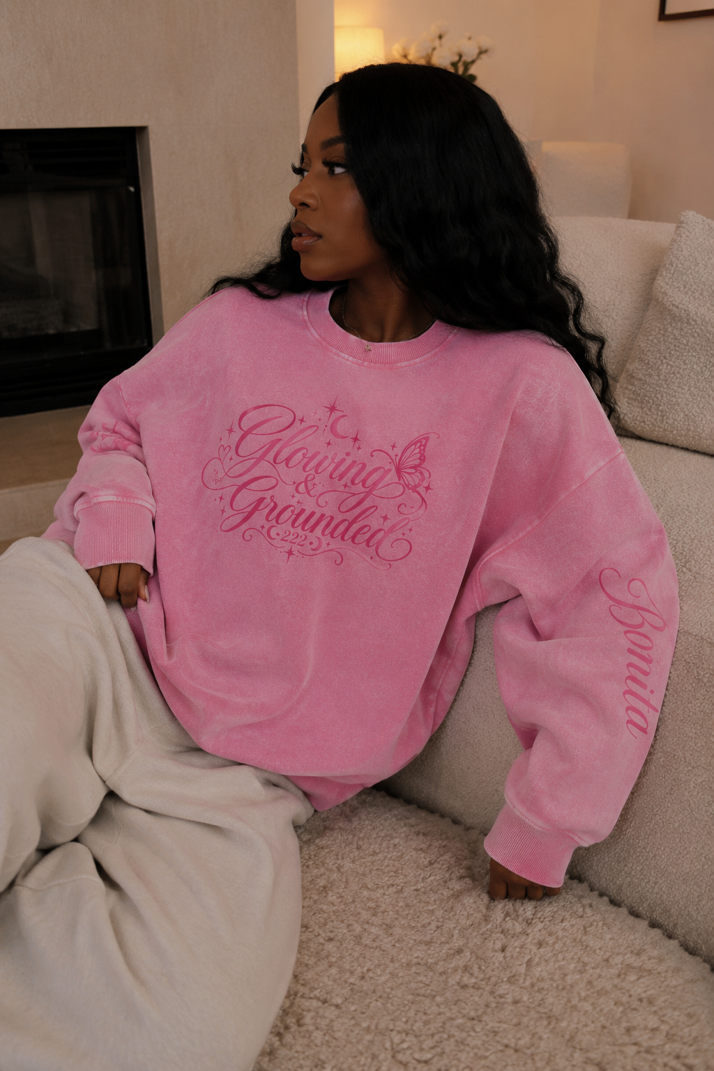 Glowing & Grounded 💖 Pure Cotton Washed Oversized Sweatshirt