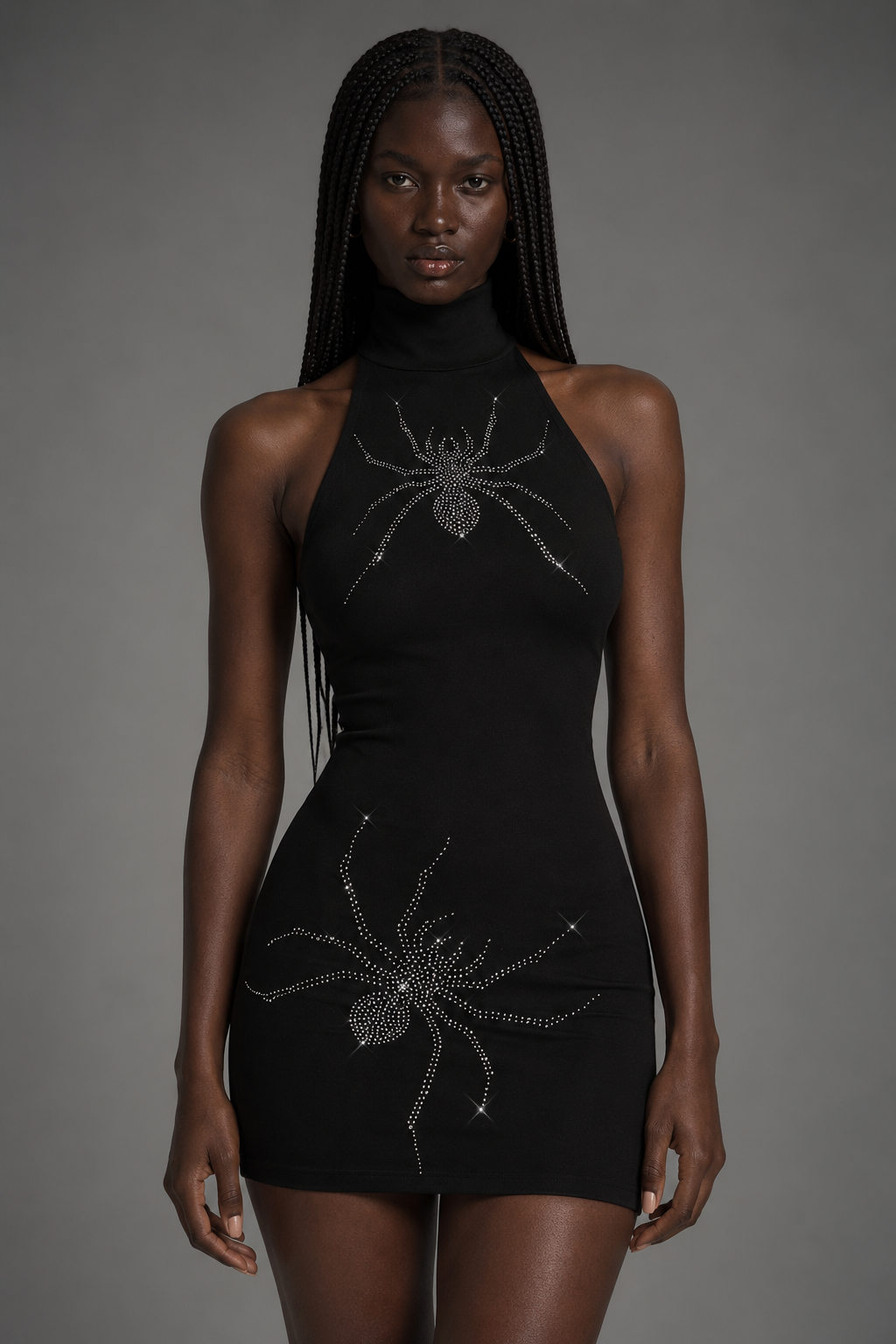 Hecate Rhinestone Halter Dress 🕷️