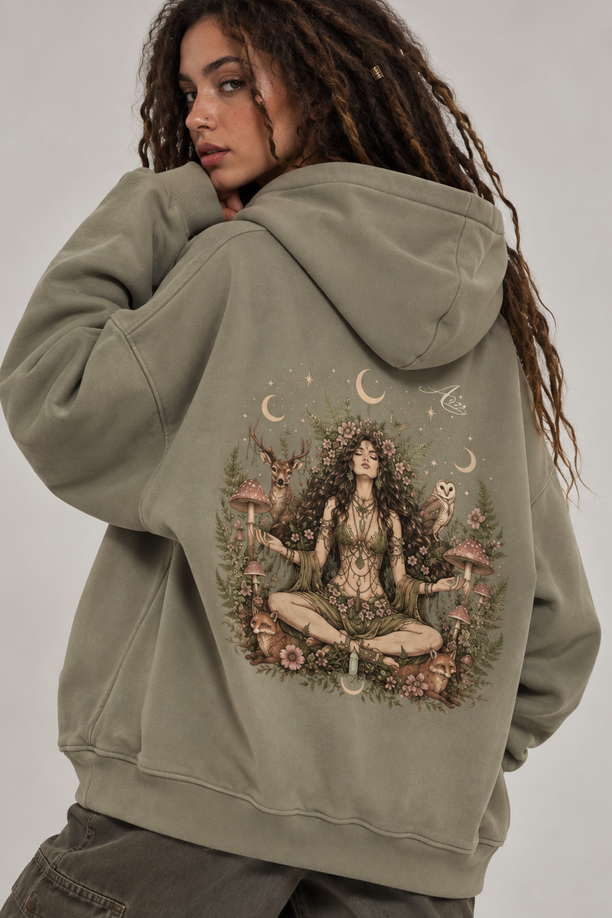 Forest Goddess Oversize Fleeced Hoodie