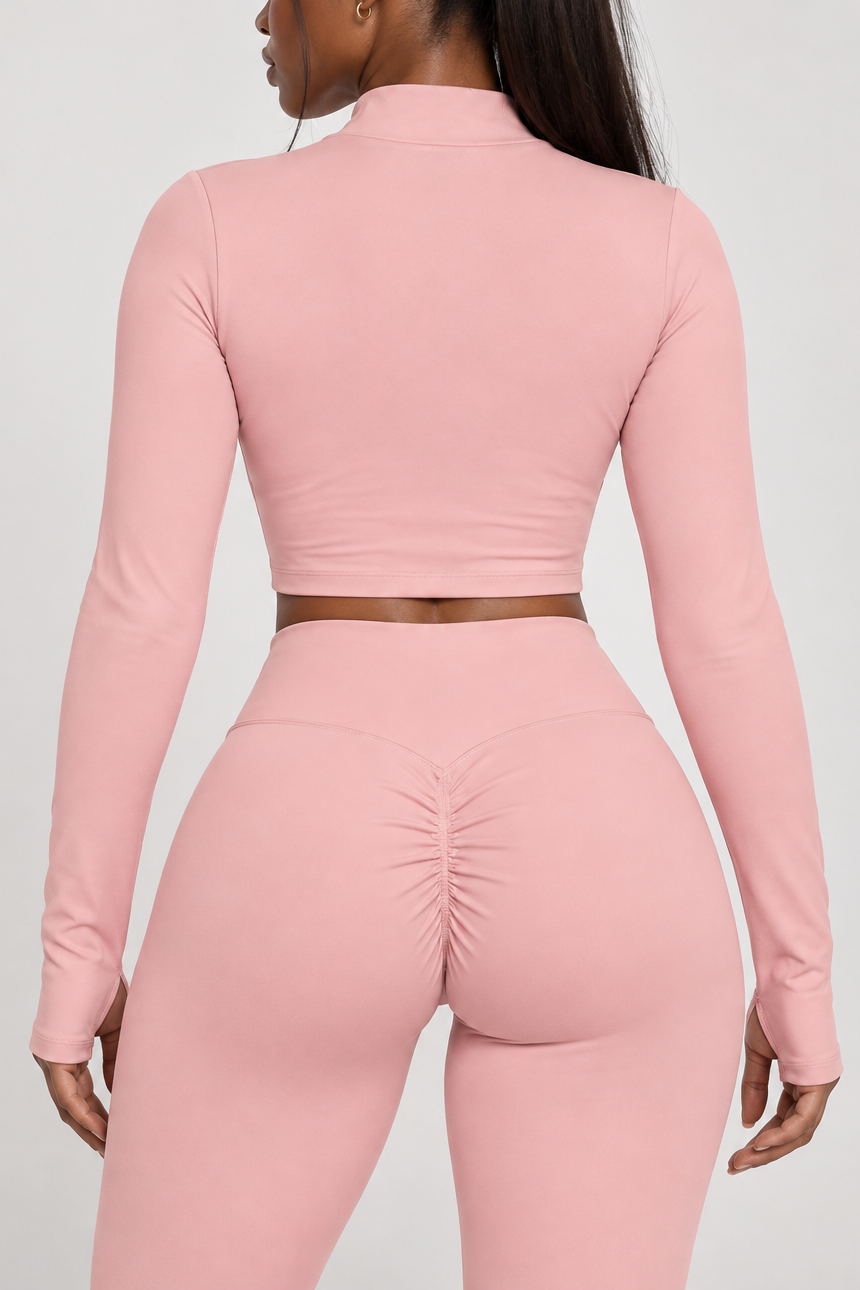 Blush Crop Yoga Sports Jacket