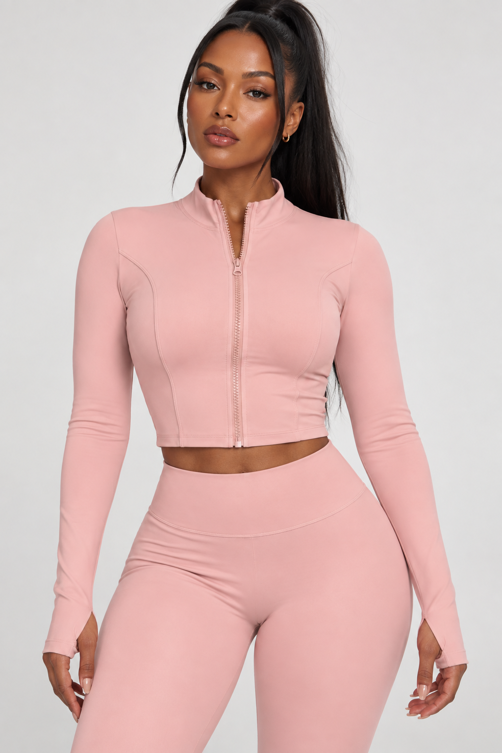 Blush Crop Yoga Sports Jacket