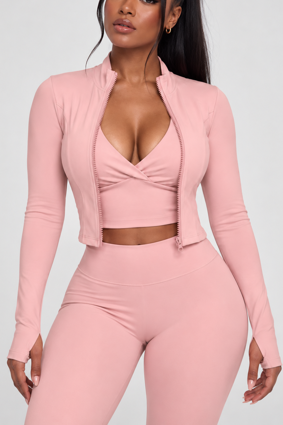 Blush Crop Yoga Sports Jacket