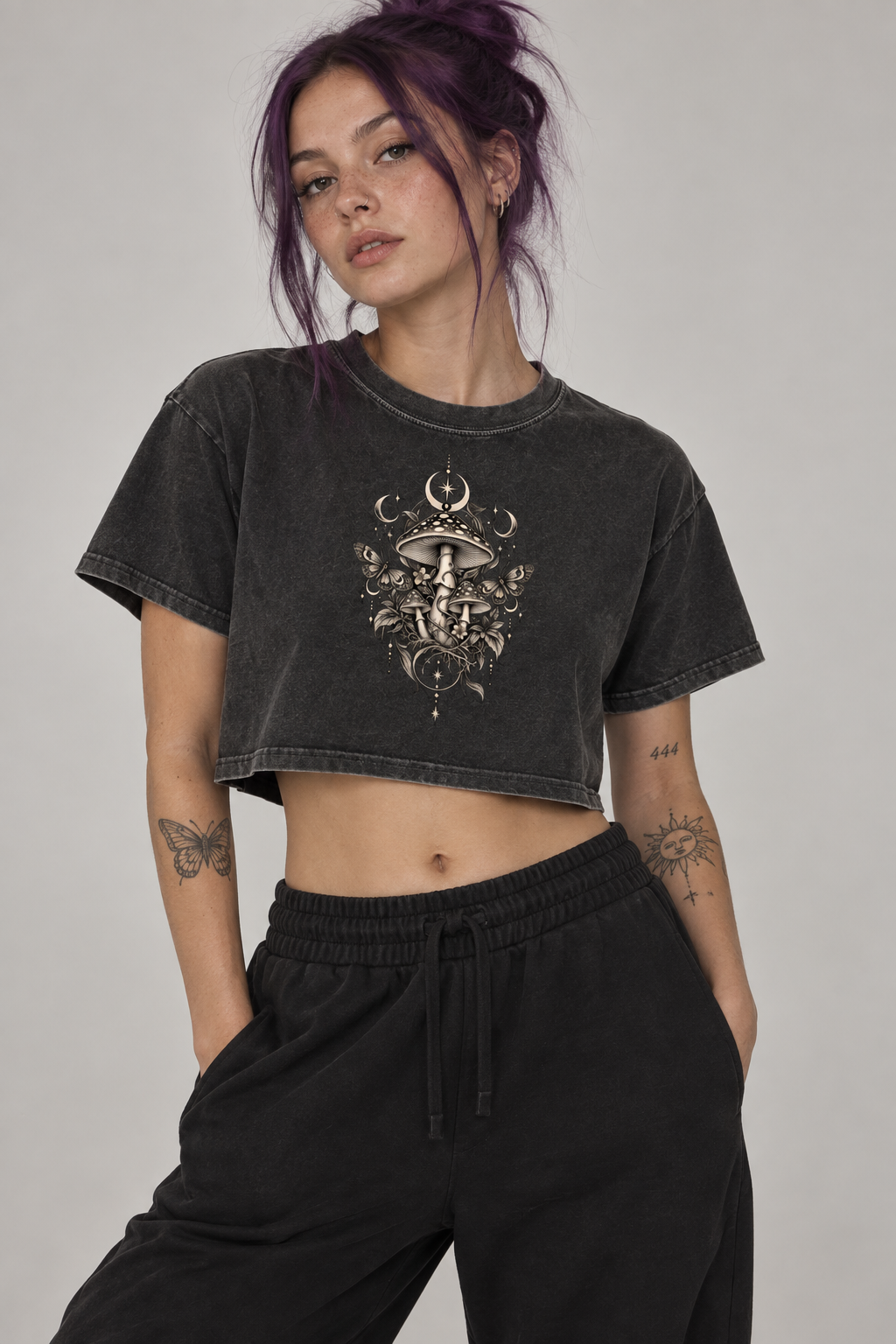 Mystic Mycelium Snow Washed Crop Top