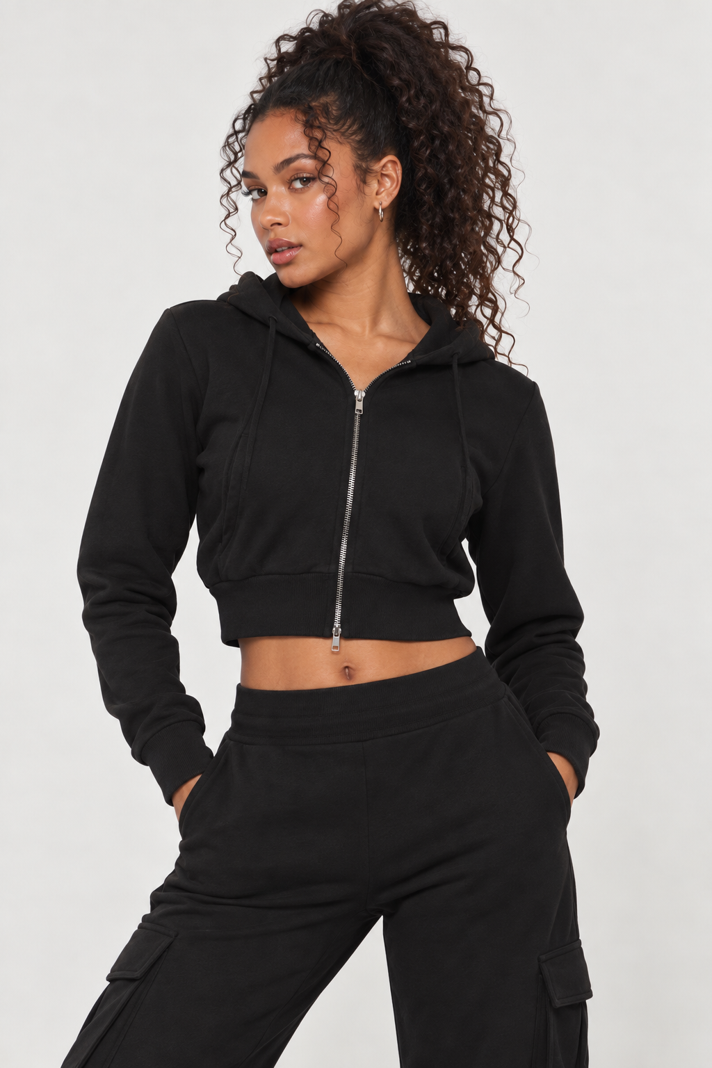Karma Slim Crop Full Zip Hoodie