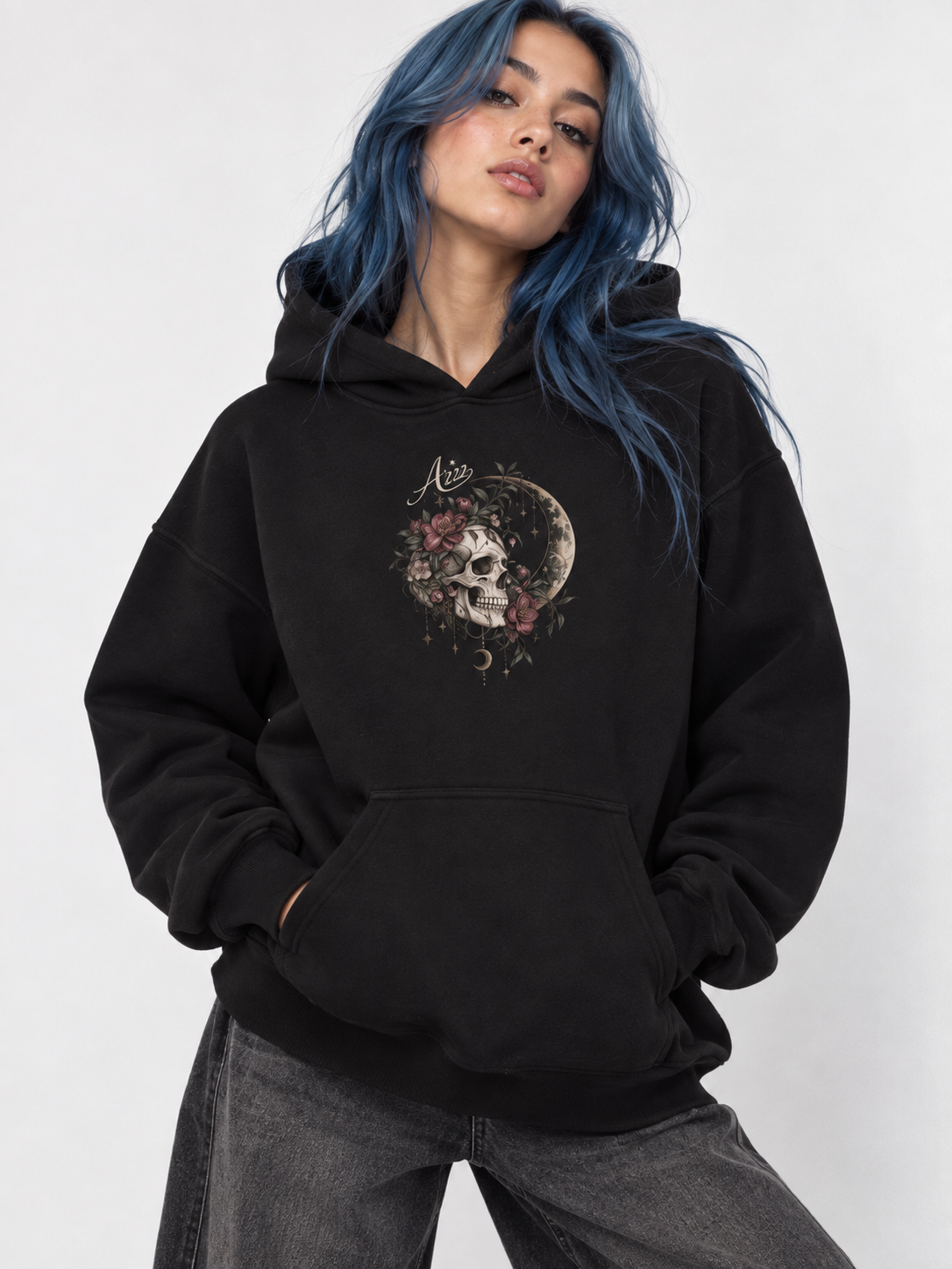 Moonlit Requiem Oversize Fleeced Hoodie