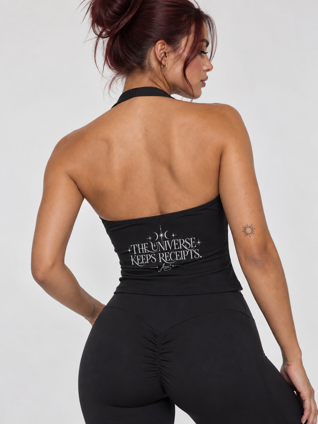 Universe keeps Receipts Ruched Halter Tank Top