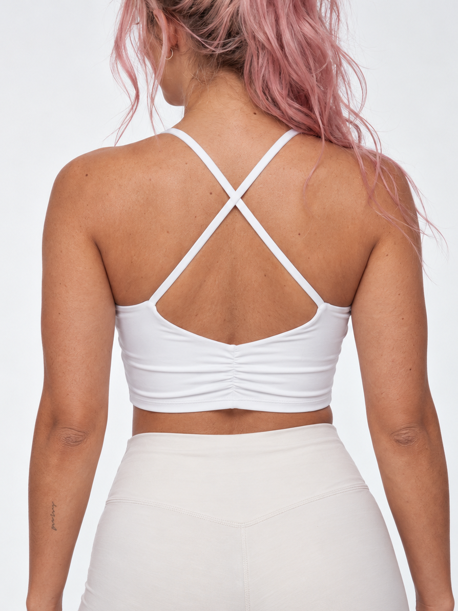 Cherry Logo Ruched Cropped Active Tank Top