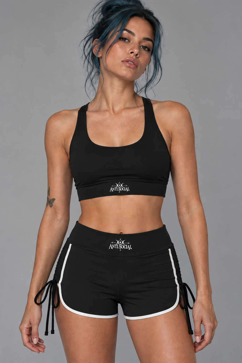 Antisocial High Waisted Yoga Shorts